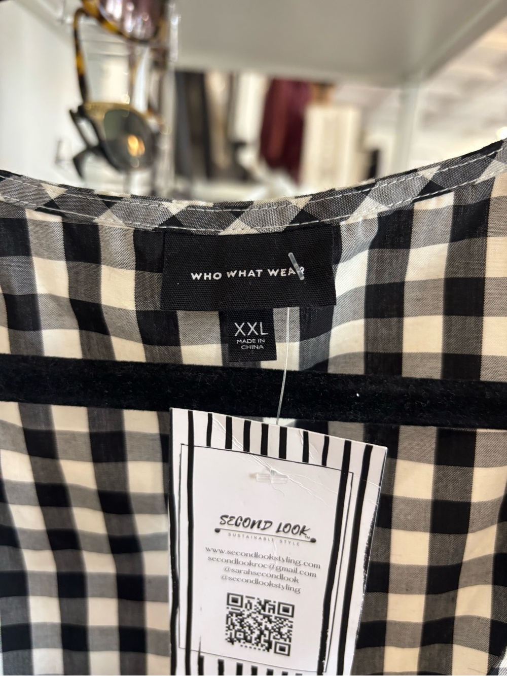 Who What Wear Black & White Gingham Midi Dress - Picture 2 of 4
